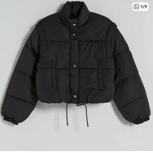 Bershka women's black puffer jacket coat xs extra small Women's Puffer Jacket